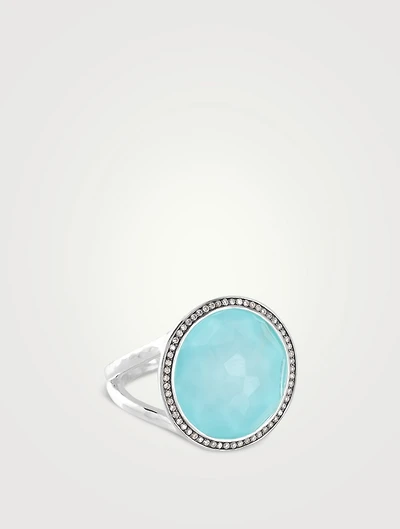 Medium Lollipop Ring in Sterling Silver with Diamonds