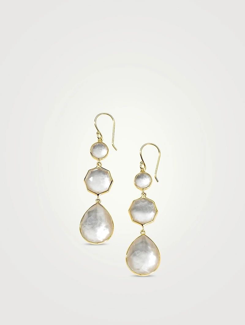 Small Rock Candy 18K Gold Crazy 8's Earrings With Rock Crystal And Mother-Of-Pearl