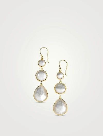 Small Rock Candy 18K Gold Crazy 8's Earrings With Rock Crystal And Mother-Of-Pearl