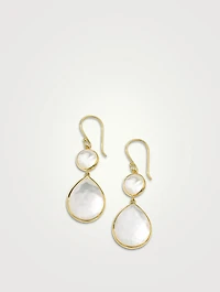 Rock Candy 18K Gold Snowman Teardrop Earrings With Rock Crystal And Mother-Of-Pearl