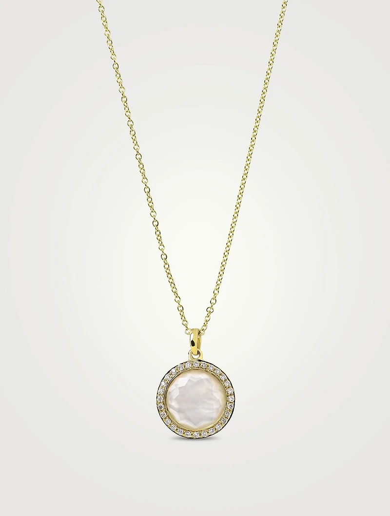 Small Lollipop 18K Gold Pendant Necklace With Doublet And Diamonds