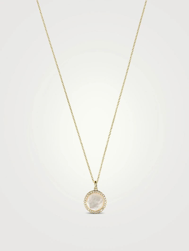 Small Lollipop 18K Gold Pendant Necklace With Doublet And Diamonds
