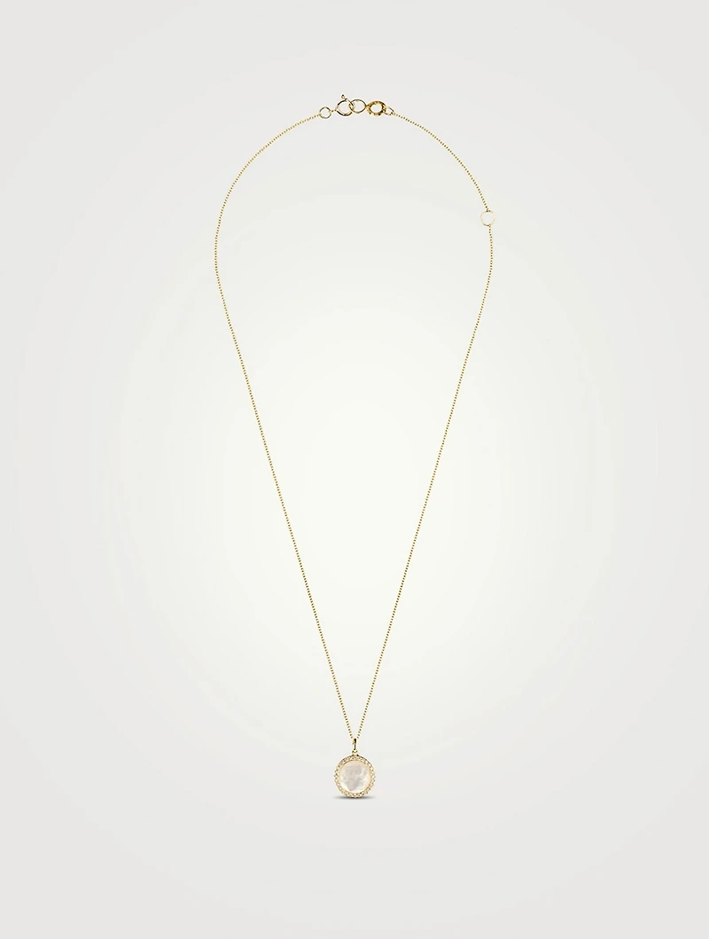 Small Lollipop 18K Gold Pendant Necklace With Doublet And Diamonds