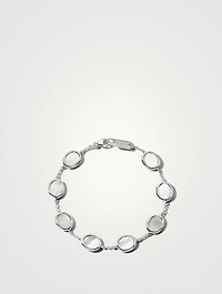Mini Rock Candy Sterling Silver Oval Slice Chain Bracelet With Mother-of-Pearl
