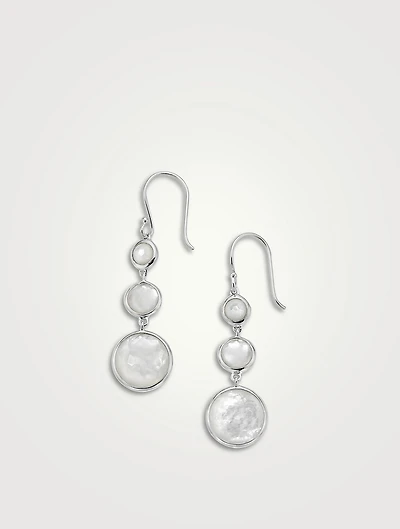 Lollitini Sterling Silver Three-Stone Drop Earrings With Rock Crystal And Mother-Of-Pearl