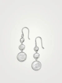 Lollitini Sterling Silver Three-Stone Drop Earrings With Rock Crystal And Mother-Of-Pearl