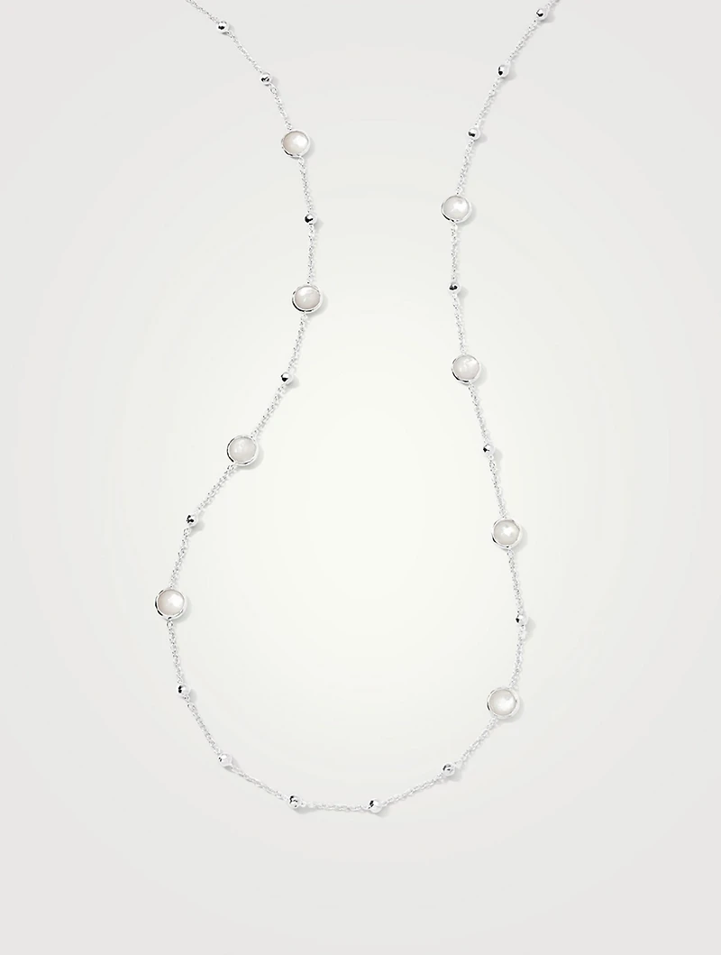 Lollipop Sterling Silver Multi Station Necklace With Mother-Of-Pearl And Rock Crystal