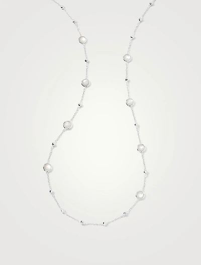 Lollipop Sterling Silver Multi Station Necklace With Mother-Of-Pearl And Rock Crystal