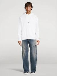 Boxy Hoodie With Logo Flower