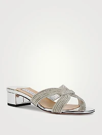Muse Embellished Metallic Leather Mules