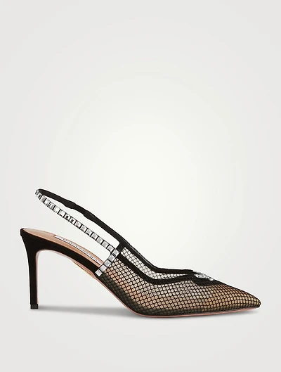 Forbidden Love Crystal Mesh Slingback Pumps