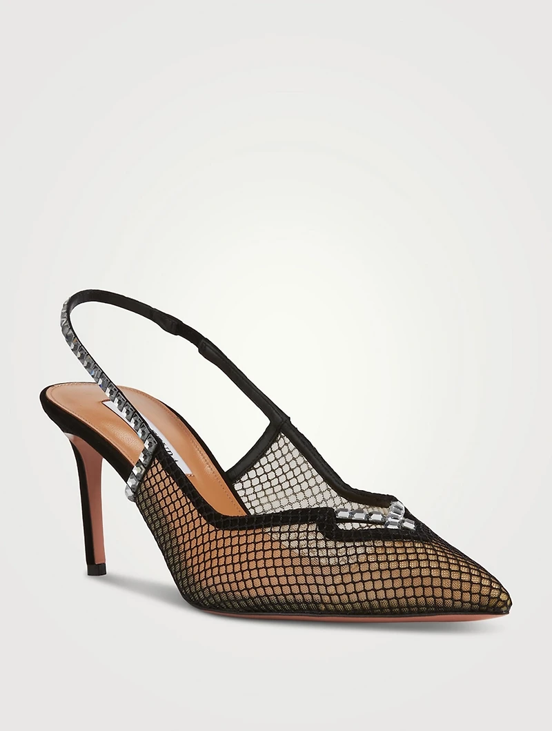 Forbidden Love Crystal Mesh Slingback Pumps