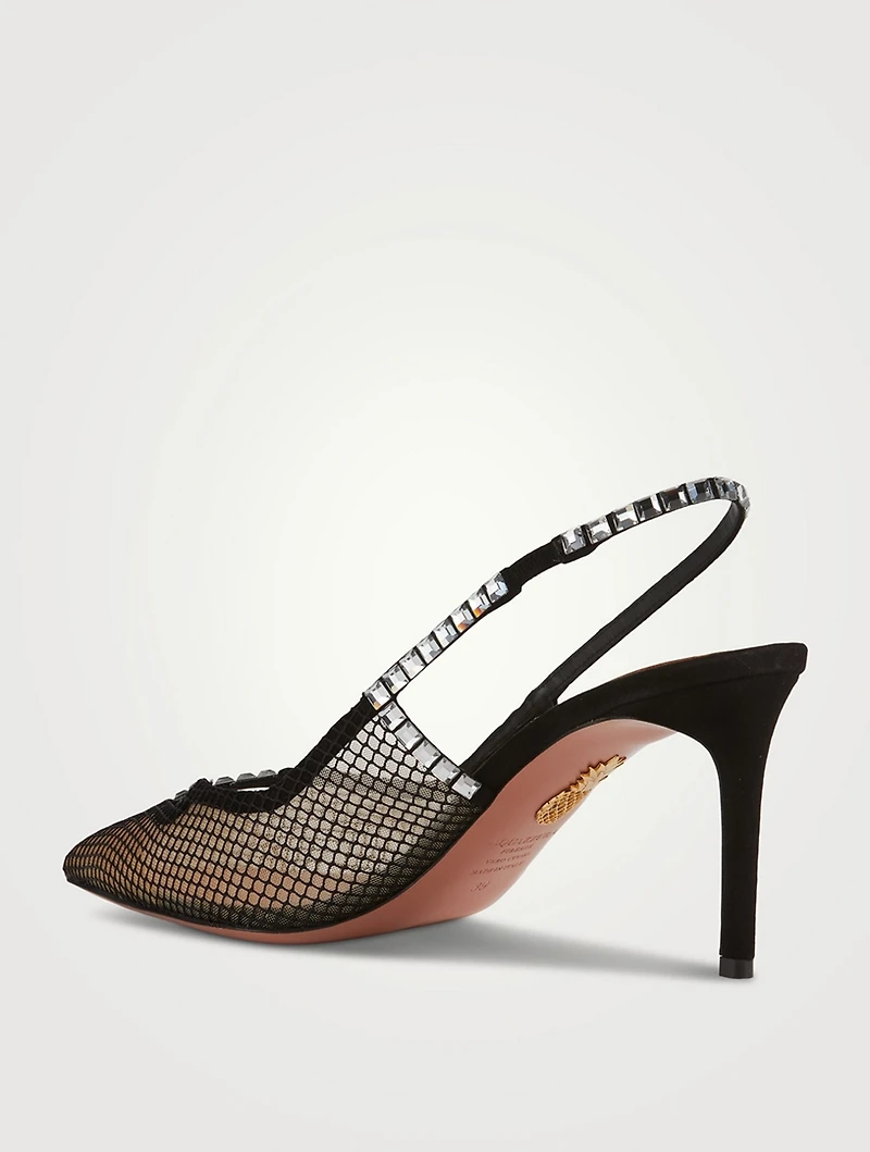 Forbidden Love Crystal Mesh Slingback Pumps