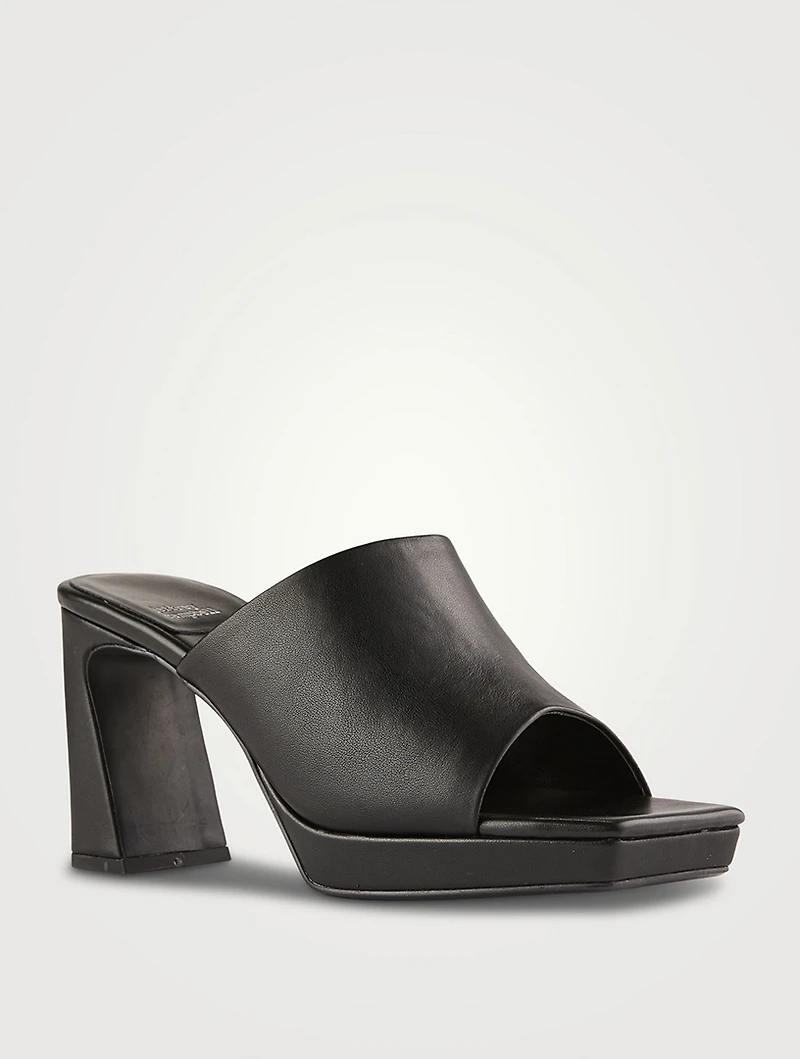 Caviar Leather Platform Mules