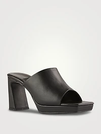 Caviar Leather Platform Mules