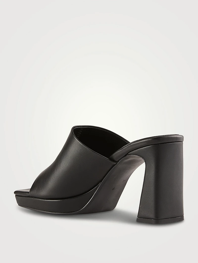 Caviar Leather Platform Mules