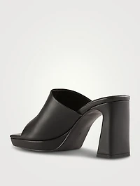 Caviar Leather Platform Mules