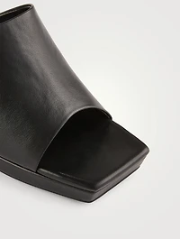 Caviar Leather Platform Mules