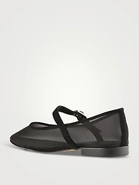 Chasse Mesh And Suede Mary Jane Ballet Flats