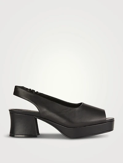 Extendo Leather Platform Slingback Pumps