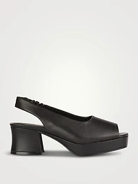 Extendo Leather Platform Slingback Pumps