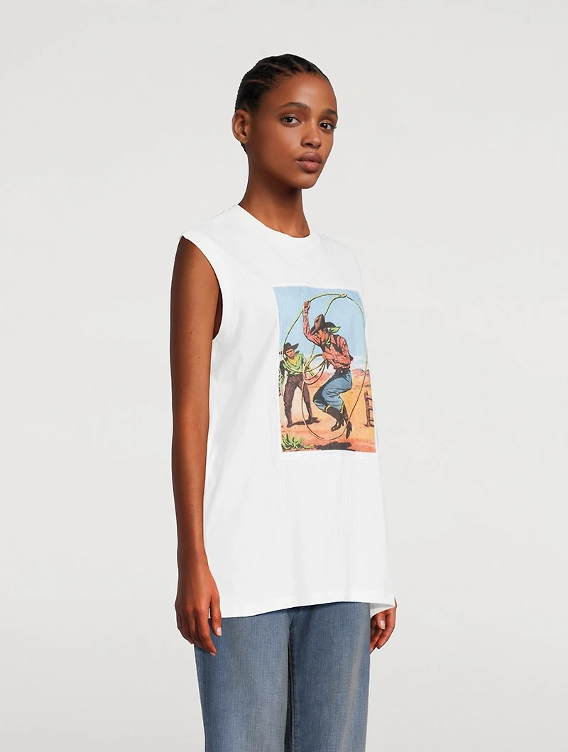 Cowboy Graphic Sleeveless T-Shirt