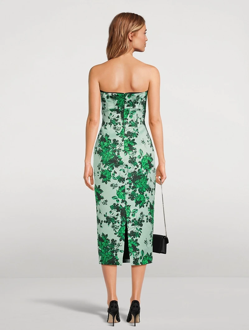 Adalina Strapless Midi Dress Floral Print