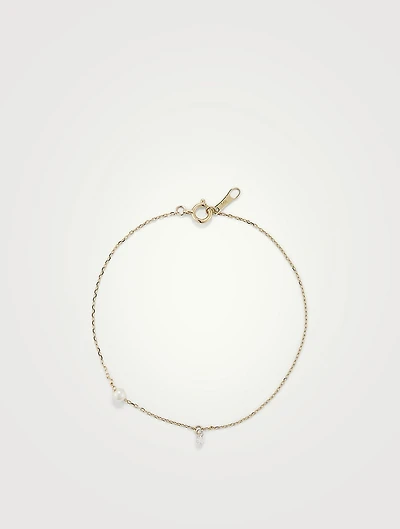 Sea Of Beauty 14K Gold Chain Bracelet With Pierced Diamond And Akoya Pearl