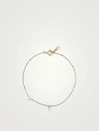 Sea Of Beauty 14K Gold Chain Bracelet With Pierced Diamond And Akoya Pearl