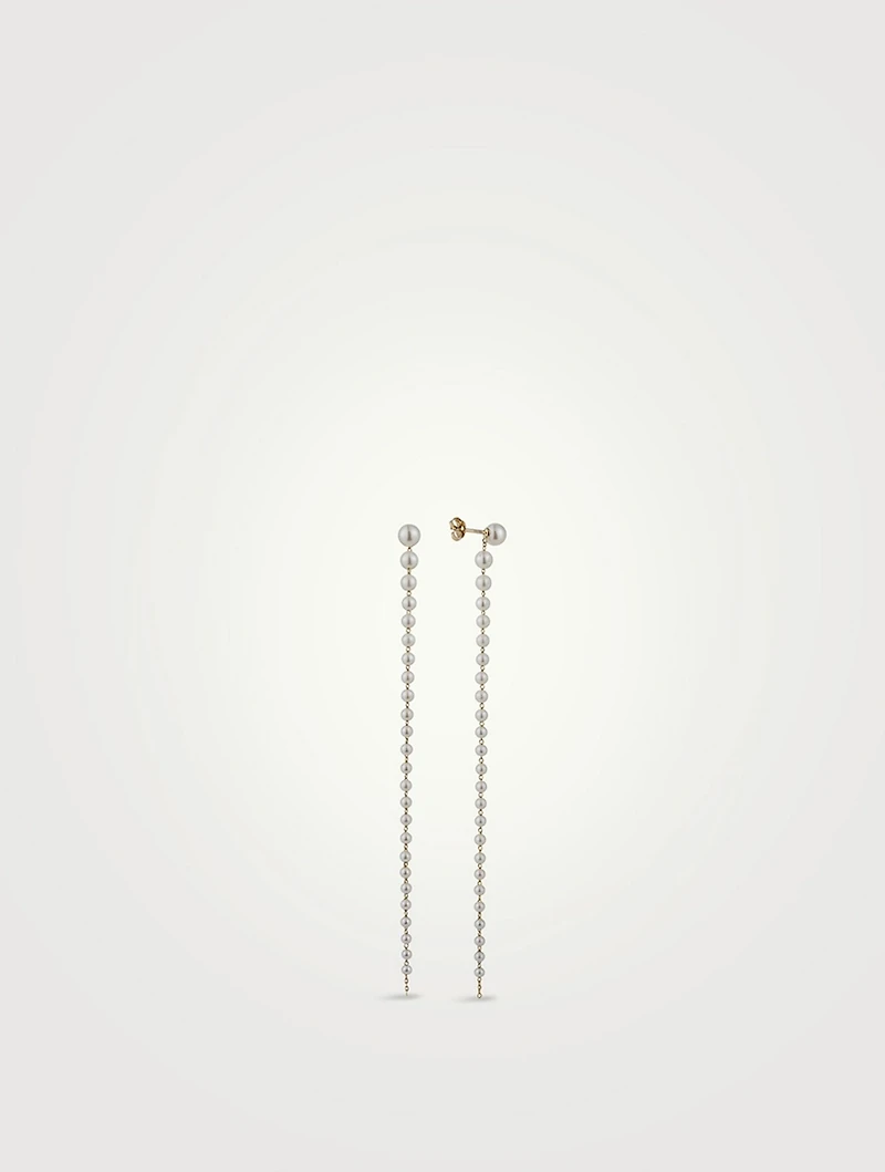 Sea Of Beauty 14K Gold Long Cascading Pearl Earrings