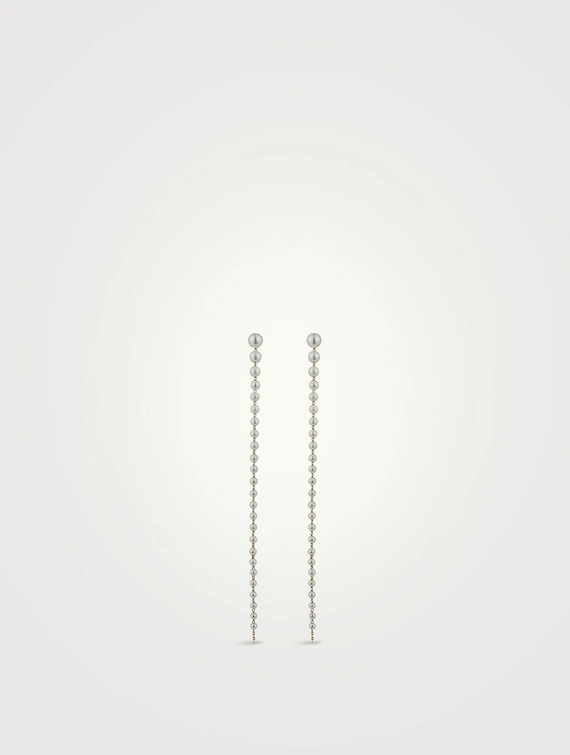 Sea Of Beauty 14K Gold Long Cascading Pearl Earrings