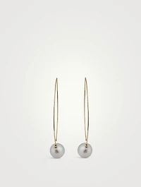 Large Sea Of Beauty 14K Gold Marquis Pearl Hoop Earrings