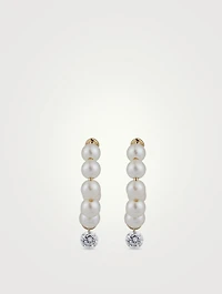 Small Sea Of Beauty 14K Gold Pearl Hoop Earrings With Diamonds