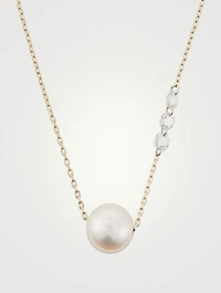 Sea Of Beauty 14K Gold Pierced Cascading Diamond And Pearl Necklace
