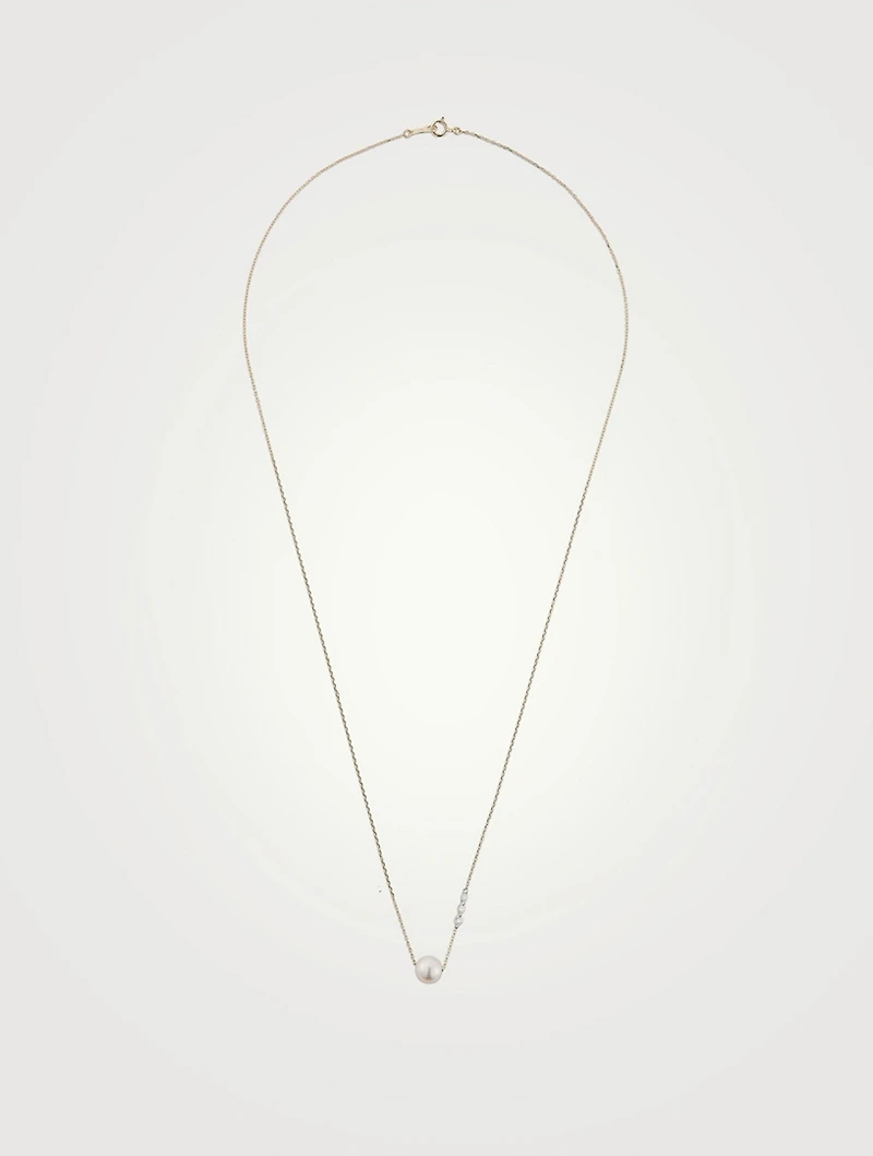 Sea Of Beauty 14K Gold Pierced Cascading Diamond And Pearl Necklace