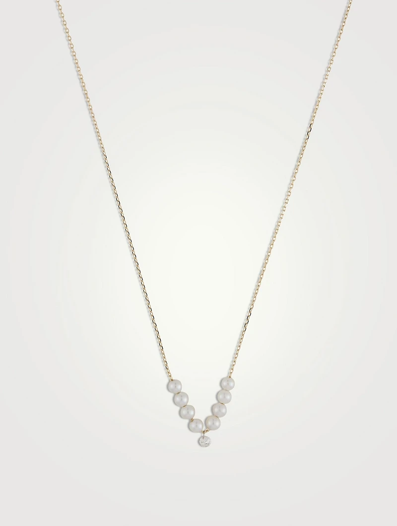 Sea Of Beauty 14K Gold Pierced Diamond And Multi Pearl Necklace