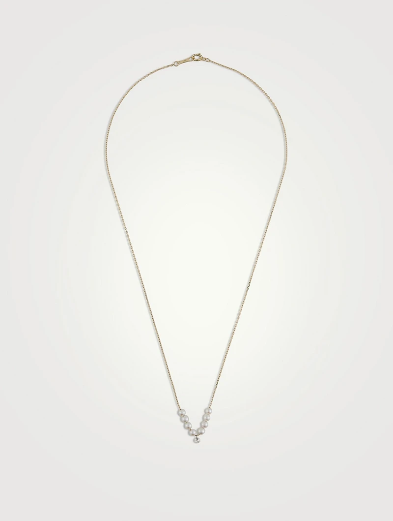 Sea Of Beauty 14K Gold Pierced Diamond And Multi Pearl Necklace