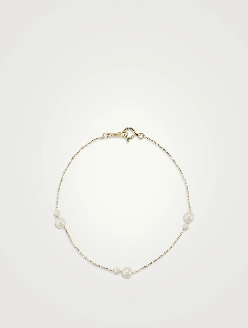 Sea Of Beauty 14K Gold Kissing Double Floating Pearl Bracelet