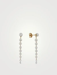 Sea Of Beauty Cascading Pearl Earrings With Pear Diamonds