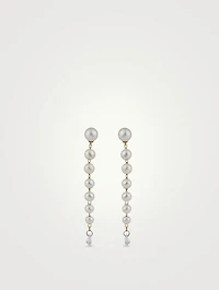 Sea Of Beauty Cascading Pearl Earrings With Pear Diamonds