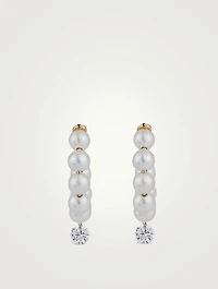 Small Sea Of Beauty Pearl Hoop Earrings With Diamonds