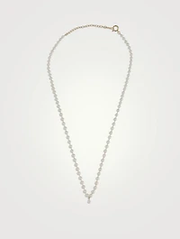 Sea Of Beauty 14K Gold Diamond Pear And Floating Pearl Necklace
