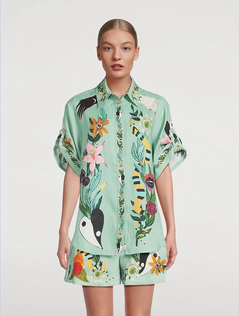 Meagan Printed Oversized Linen Shirt
