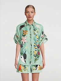 Meagan Printed Oversized Linen Shirt