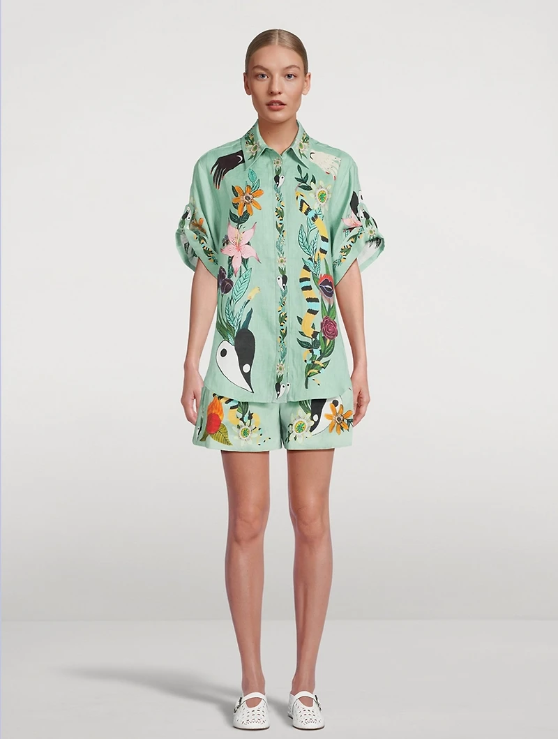 Meagan Printed Oversized Linen Shirt