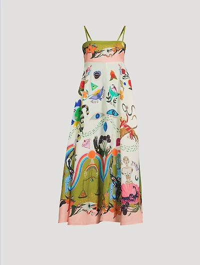 Evergreen Printed Midi Sundress