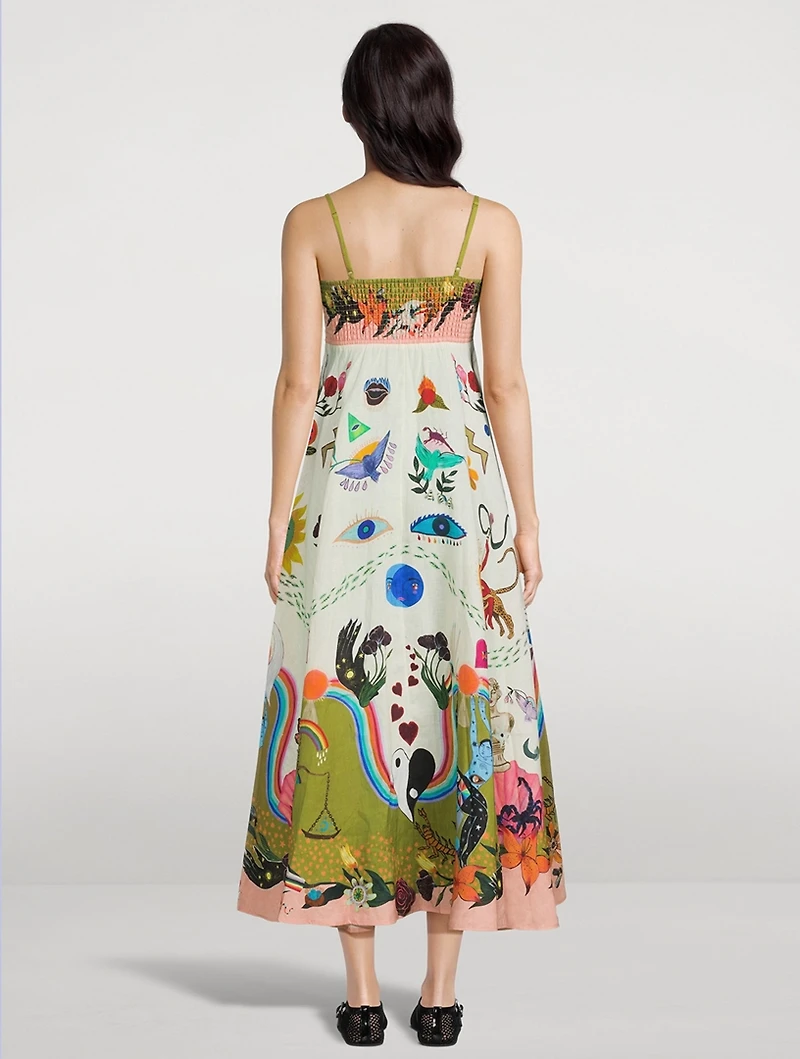 Evergreen Printed Midi Sundress