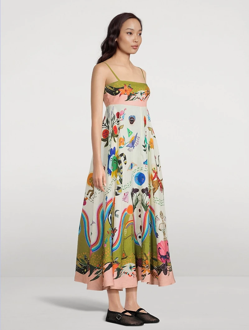 Evergreen Printed Midi Sundress