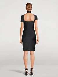 Asymmetric Draped Jersey Mini Dress