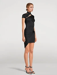 Asymmetric Draped Jersey Mini Dress